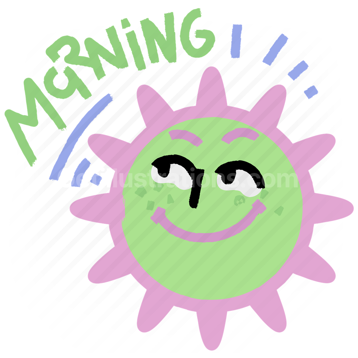 morning, sun, sunny, sticker, character, sunrise